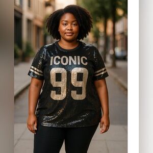 Ashley Stewart Sequined Iconic 99 Top Plus SZ 3X
